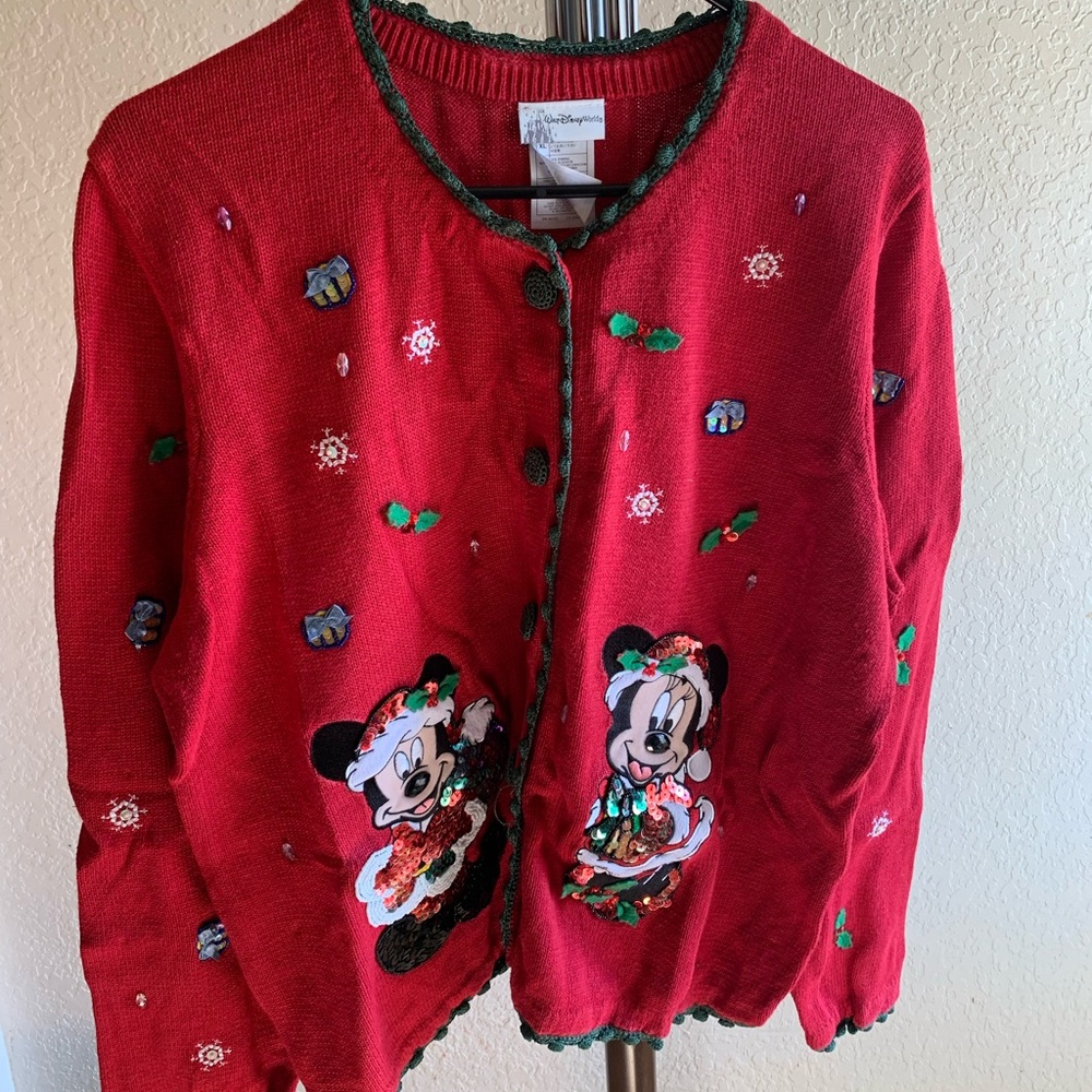 Vintage Minnie and a Mickey Christmas Cardigan
